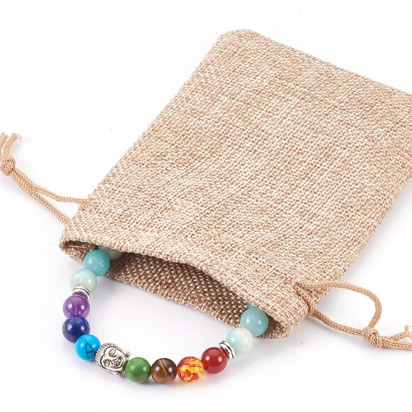 NWOT -  Buddha Chakra stretchy bracelet with mixed Gemstones Mix & Match 2/$20 - Picture 1 of 4